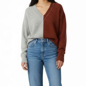 Bartolini Alpaca Wool Blend V Neck Sweater Women Small Colorblock Italy